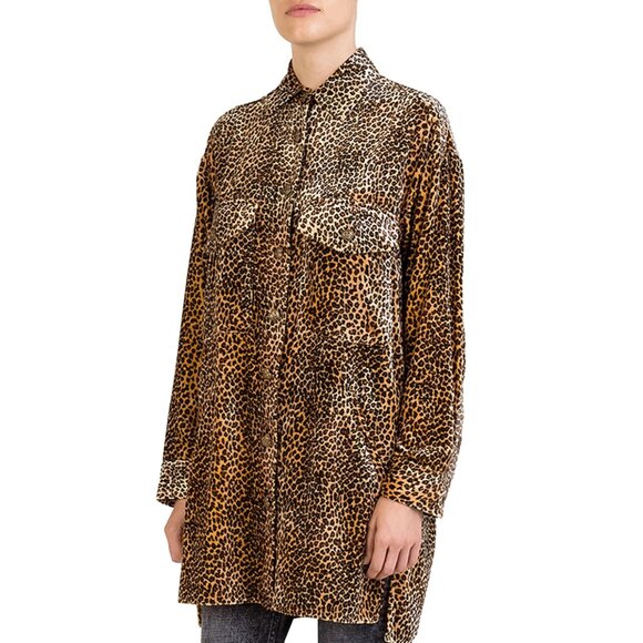 NWOT The Kooples Leopard Print Velvet Tunic Shirt - Picture 1 of 5